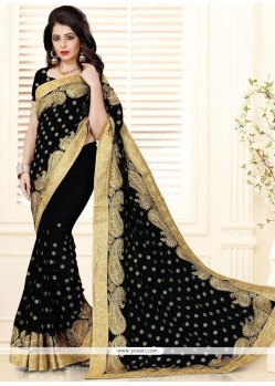 Black Patch Border Work Designer Saree