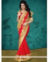Red Patch Border Work Faux Georgette Designer Traditional Saree