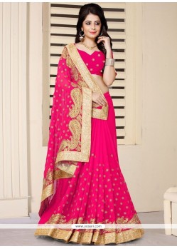 Hot Pink Zari Work Classic Designer Saree