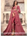 Resham Work Faux Georgette Pink Pant Style Suit