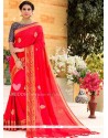 Art Silk Red Weaving Work Designer Traditional Saree