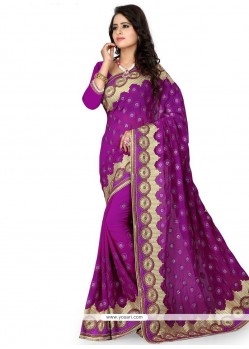 Faux Georgette Purple Classic Saree