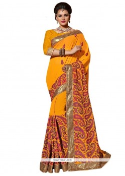 Faux Georgette Resham Work Classic Designer Saree