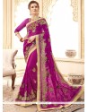 Faux Georgette Magenta Classic Designer Saree