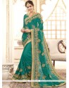 Sea Green Faux Georgette Saree