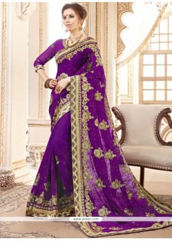 Faux Georgette Patch Border Work Classic Saree