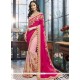 Faux Georgette Hot Pink And Pink Patch Border Work Half N Half Designer Saree