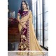 Patch Border Work Beige And Purple Designer Half N Half Saree