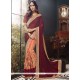 Maroon And Orange Designer Half N Half Saree