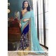 Blue And Navy Blue Half N Half Saree