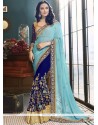 Blue And Navy Blue Half N Half Saree