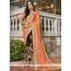 Brown And Peach Designer Half N Half Saree