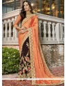 Brown And Peach Designer Half N Half Saree