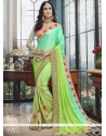 Resham Faux Georgette Shaded Saree In Green