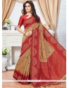 Weaving Work Beige Designer Traditional Saree