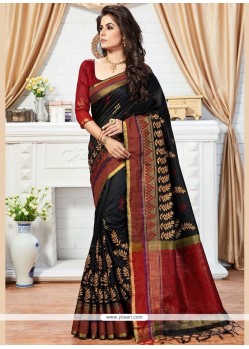 Raw Silk Black Weaving Work Traditional Designer Saree