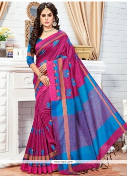 Weaving Work Hot Pink Designer Traditional Saree