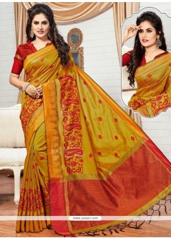 Weaving Work Raw Silk Traditional Designer Saree