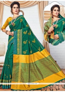 Green Weaving Work Traditional Saree