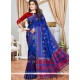 Raw Silk Blue Traditional Designer Saree