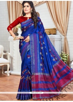 Raw Silk Blue Traditional Designer Saree