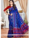 Raw Silk Blue Traditional Designer Saree