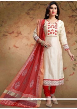 Red And White Churidar Designer Suit