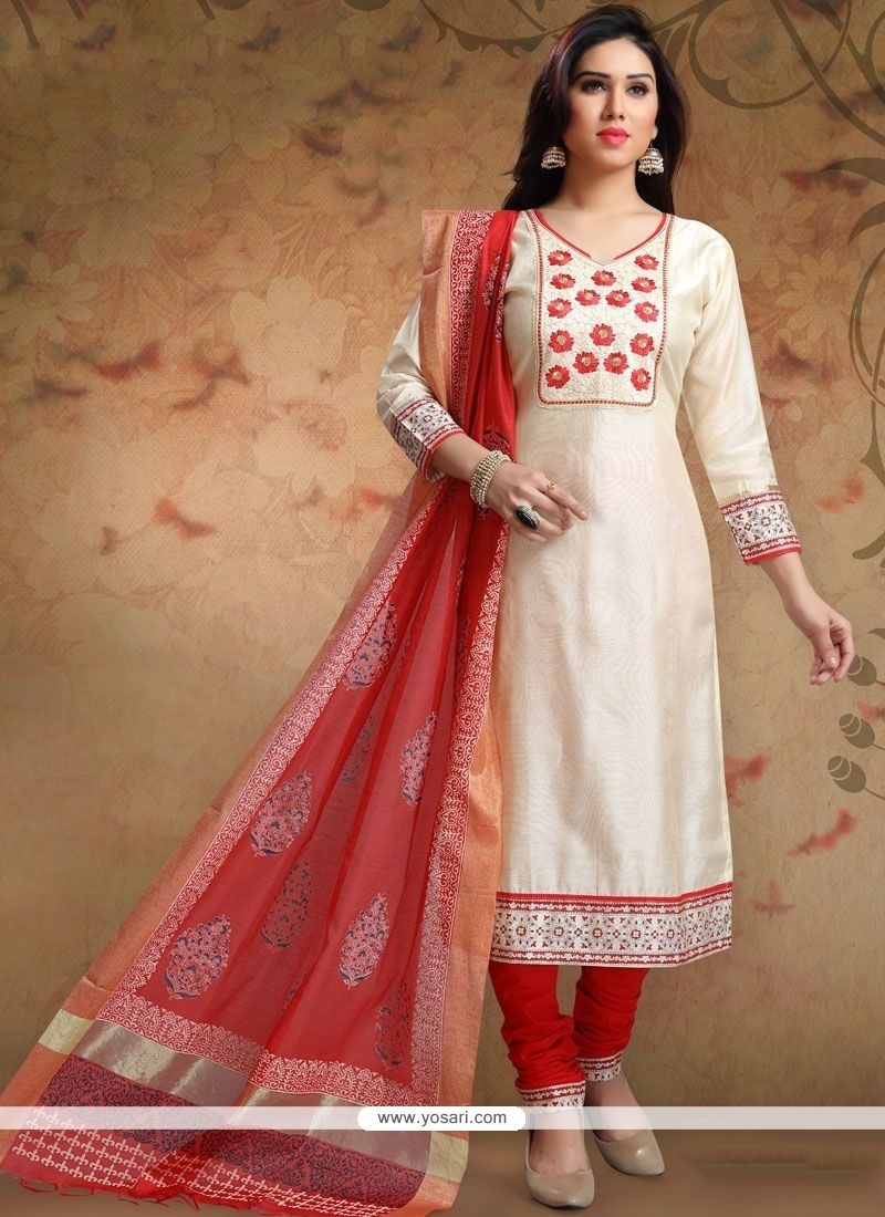 Buy Red And White Churidar Designer Suit | Churidar Salwar Suits