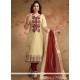 Beige And Maroon Chanderi Churidar Designer Suit