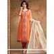 Orange Print Work Chanderi Churidar Designer Suit