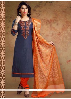 Print Work Chanderi Churidar Designer Suit