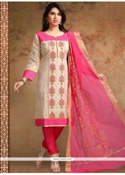 Print Work Pink Churidar Designer Suit