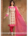 Print Work Pink Churidar Designer Suit