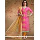 Hot Pink Print Work Churidar Designer Suit