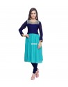 Blue Faux Georgette Embroidered Work Party Wear Kurti