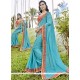 Faux Georgette Blue Patch Border Work Saree