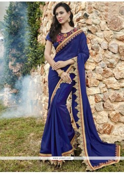 Faux Chiffon Embroidered Work Classic Saree