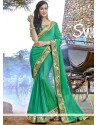 Patch Border Work Faux Chiffon Designer Saree