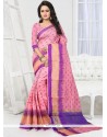 Pink Woven Work Handloom Cotton Designer Traditional Saree