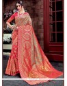 Weaving Work Rose Pink Traditional Designer Saree