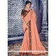 Peach Lace Work Silk Designer Saree