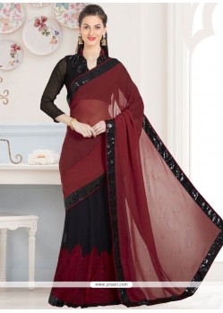 Black And Maroon Casual Saree