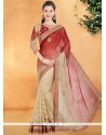 Georgette Cream And Rust Casual Saree