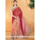 Peach And Rust Net Casual Saree