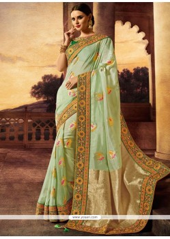 Fancy Fabric Green Zari Work Classic Designer Saree