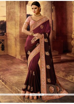 Kasab Work Wine Traditional Designer Saree