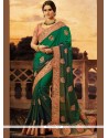 Patch Border Work Green Designer Traditional Saree