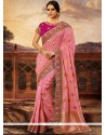 Zari Fancy Fabric Classic Designer Saree In Pink