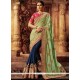 Navy Blue And Sea Green Designer Half N Half Saree