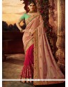 Hot Pink And Pink Designer Half N Half Saree